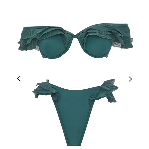 NWT Andrea Iyamah  Top and Bottom SALAMA HIGH RISE BIKINI . Green, size Small - Picture 3 of 9